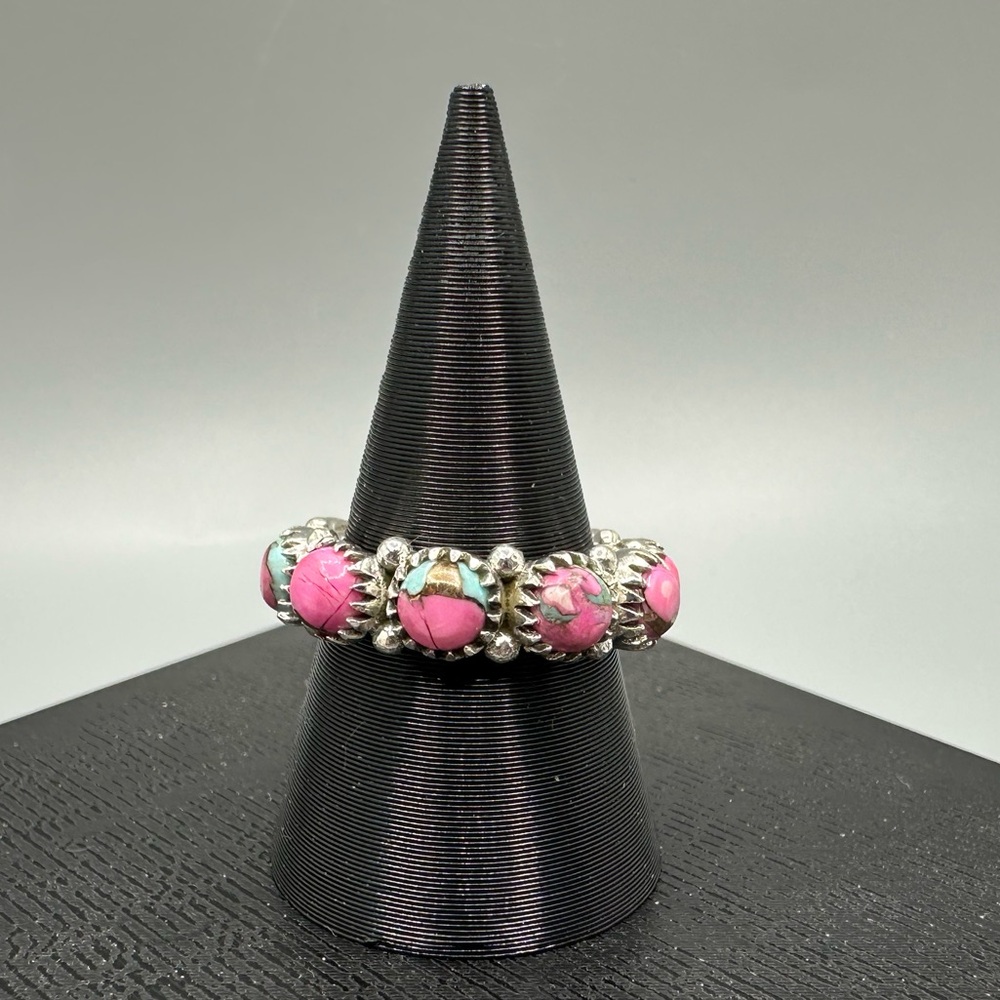 Cotton Candy Turquoise Sterling Silver 925 Eternity Band Ring Handmade